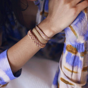 Bracelet simple 'Eya' n°2 Rose Gold Amber Hot Pink | MAAŸAZ