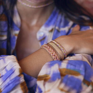 Bracelet simple 'Eya' n°2 Rose Gold Amber Hot Pink | MAAŸAZ