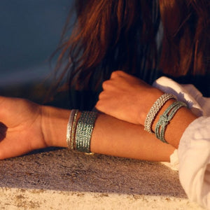 Bracelet simple 'Maxi Ania' n°1 Gold & Silver Cactus Green | MAAŸAZ