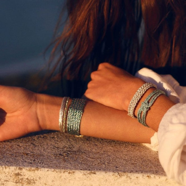 Bracelet simple 'Maxi Ania' n°1 Gold & Silver Cactus Green | MAAŸAZ