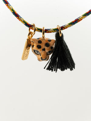 Bracelet 'Charm's' multicolore Léopard avec pompon | NACH BIJOUX