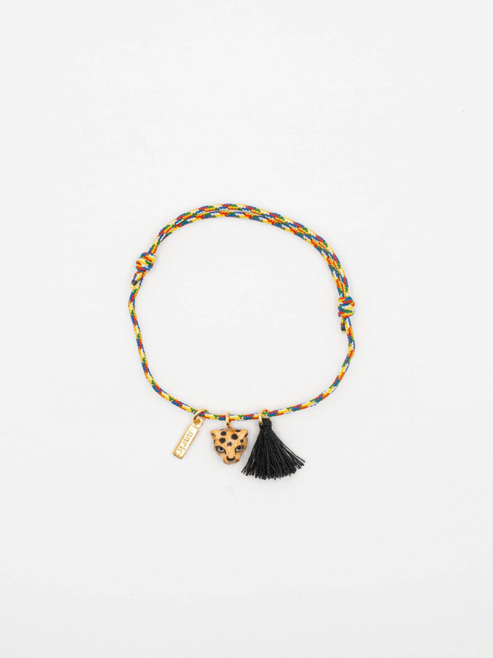 Bracelet 'Charm's' multicolore Léopard avec pompon | NACH BIJOUX