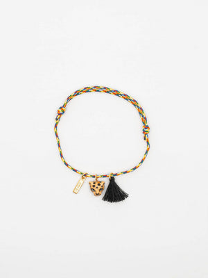 Bracelet 'Charm's' multicolore Léopard avec pompon | NACH BIJOUX