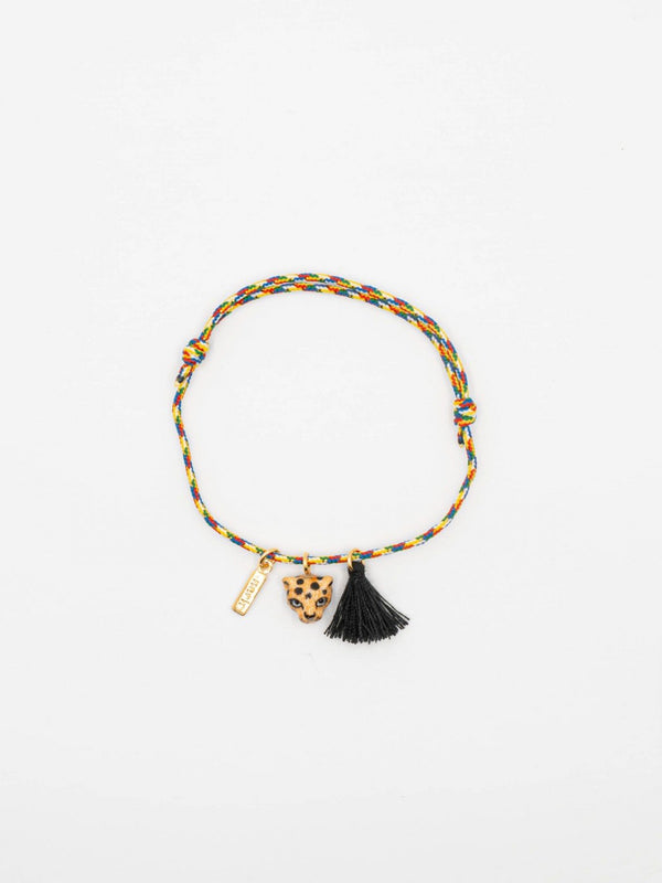 Bracelet 'Charm's' multicolore Léopard avec pompon | NACH BIJOUX