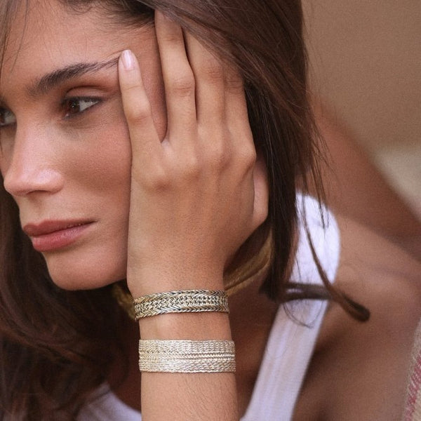 Bracelet simple 'Nerry' Gold & Silver Teal Green | MAAŸAZ