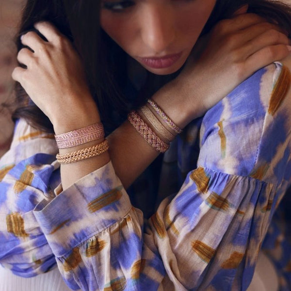 Bracelet simple 'Rolo' Rose Gold Amber Hot Pink | MAAŸAZ