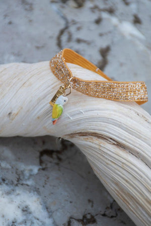 Bracelet 'Twistband' Orange Perroquet blanc & vert | NACH BIJOUX