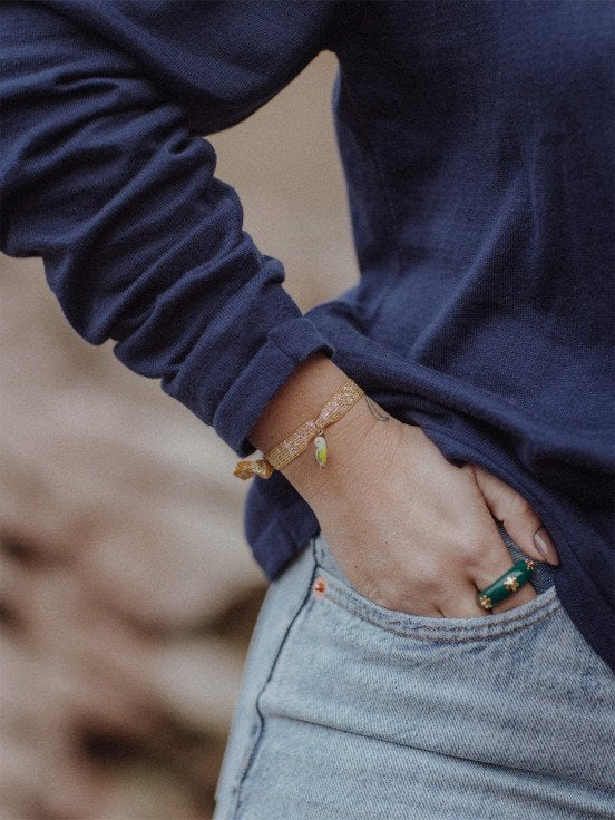 Bracelet 'Twistband' Orange Perroquet blanc & vert | NACH BIJOUX