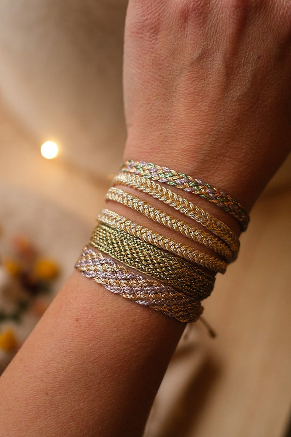 Bracelet simple 'Lines' Rose Gold Lavender | MAAŸAZ