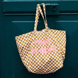 Sac cabas 'Elisa' Damier Caramel spécial Birthday | ROSE IN APRIL