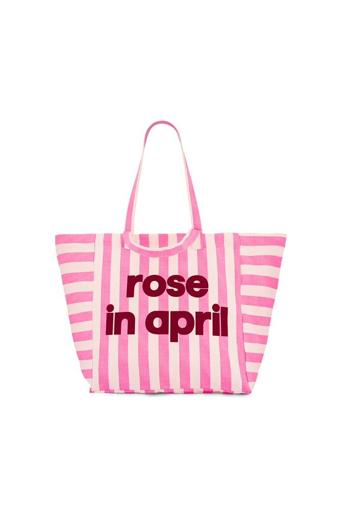 Sac cabas 'Elisa' Rayures Rose fluo spécial Birthday | ROSE IN APRIL