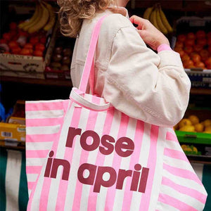 Sac cabas 'Elisa' Rayures Rose fluo spécial Birthday | ROSE IN APRIL