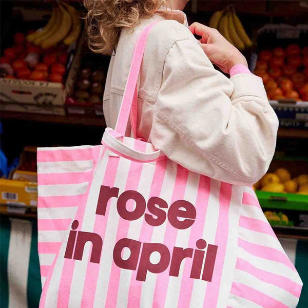 Sac cabas 'Elisa' Rayures Rose fluo spécial Birthday | ROSE IN APRIL