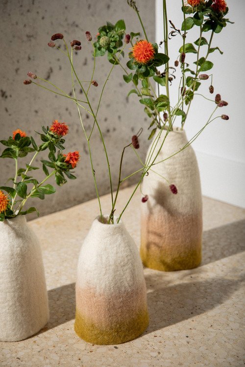 Cache-vase cloche M fusion en laine feutrée | MUSKHANE
