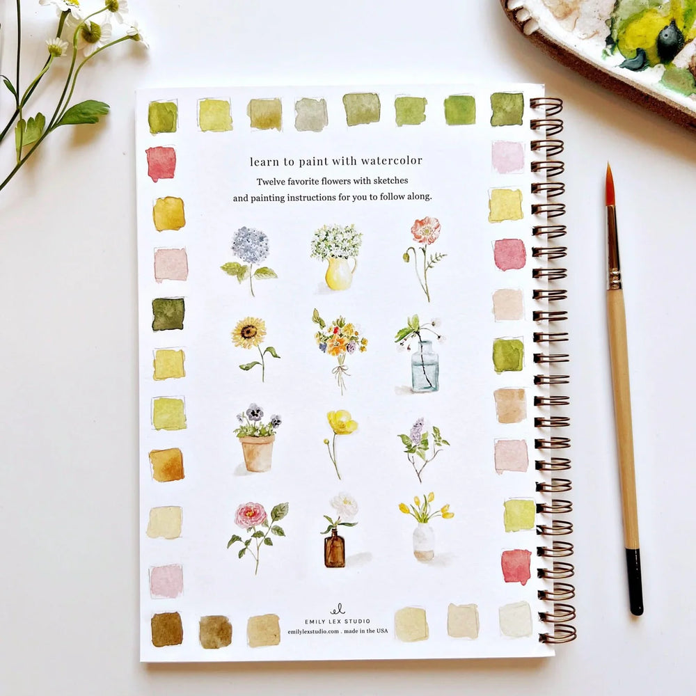 Cahier d'aquarelle 'Flowers' | EMILY LEX STUDIO