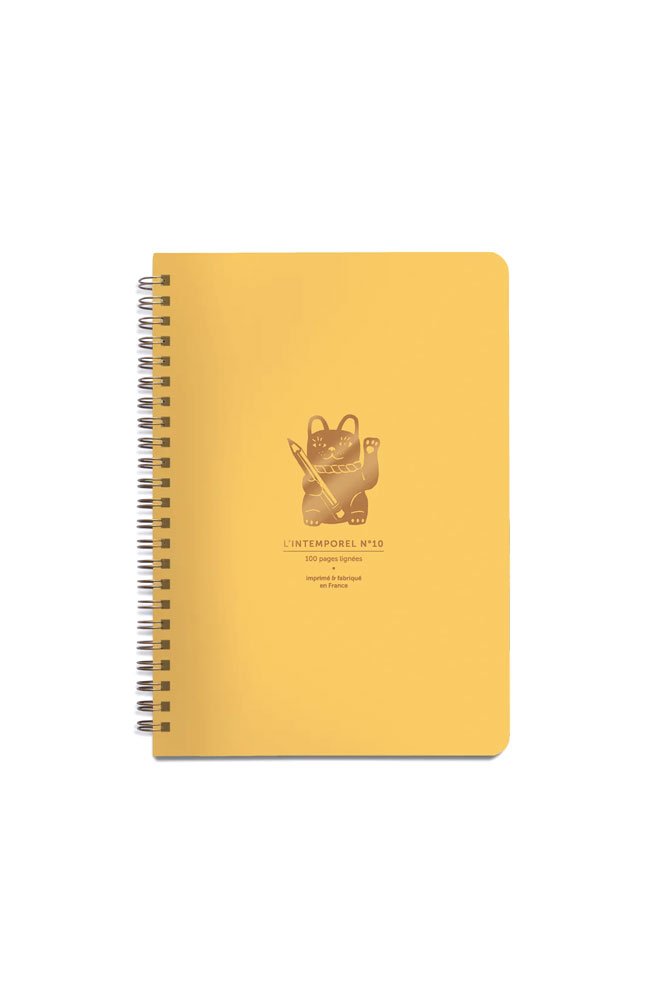Cahier à spirales 'Lucky cat' jaune orange | LES ÉDITIONS DU PAON