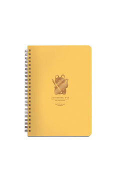 Cahier à spirales 'Lucky cat' jaune orange | LES ÉDITIONS DU PAON