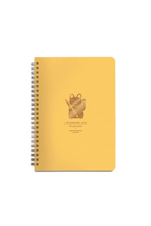 Cahier à spirales 'Lucky cat' jaune orange | LES ÉDITIONS DU PAON