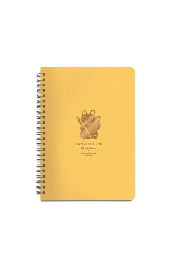 Cahier à spirales 'Lucky cat' jaune orange | LES ÉDITIONS DU PAON
