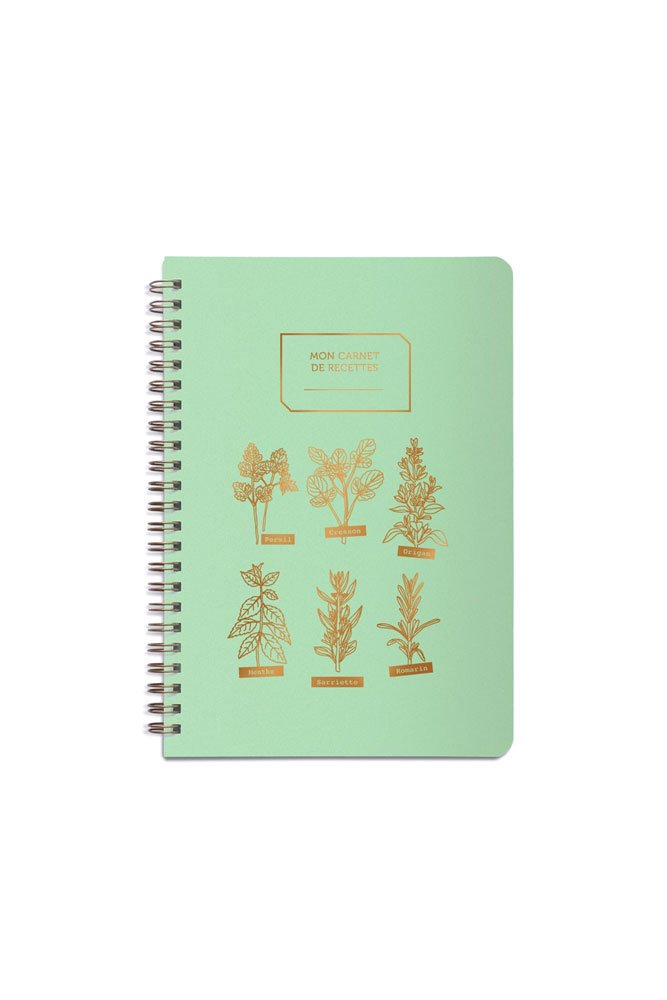 Cahier de recettes "Mes aromates" vert menthe | LES ÉDITIONS DU PAON