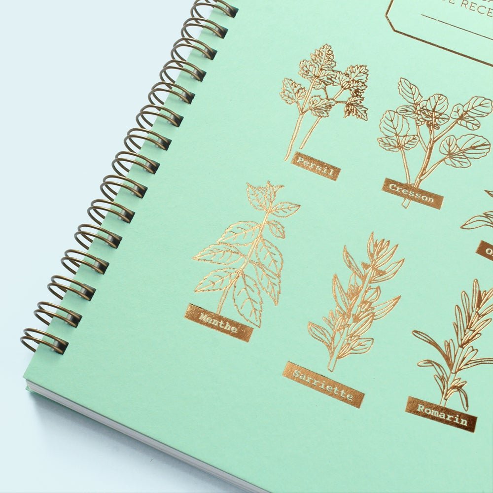 Cahier de recettes "Mes aromates" vert menthe | LES ÉDITIONS DU PAON