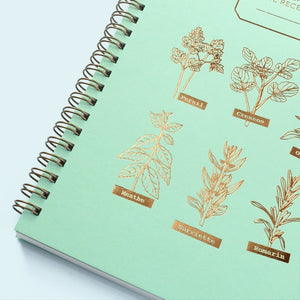 Cahier de recettes "Mes aromates" vert menthe | LES ÉDITIONS DU PAON