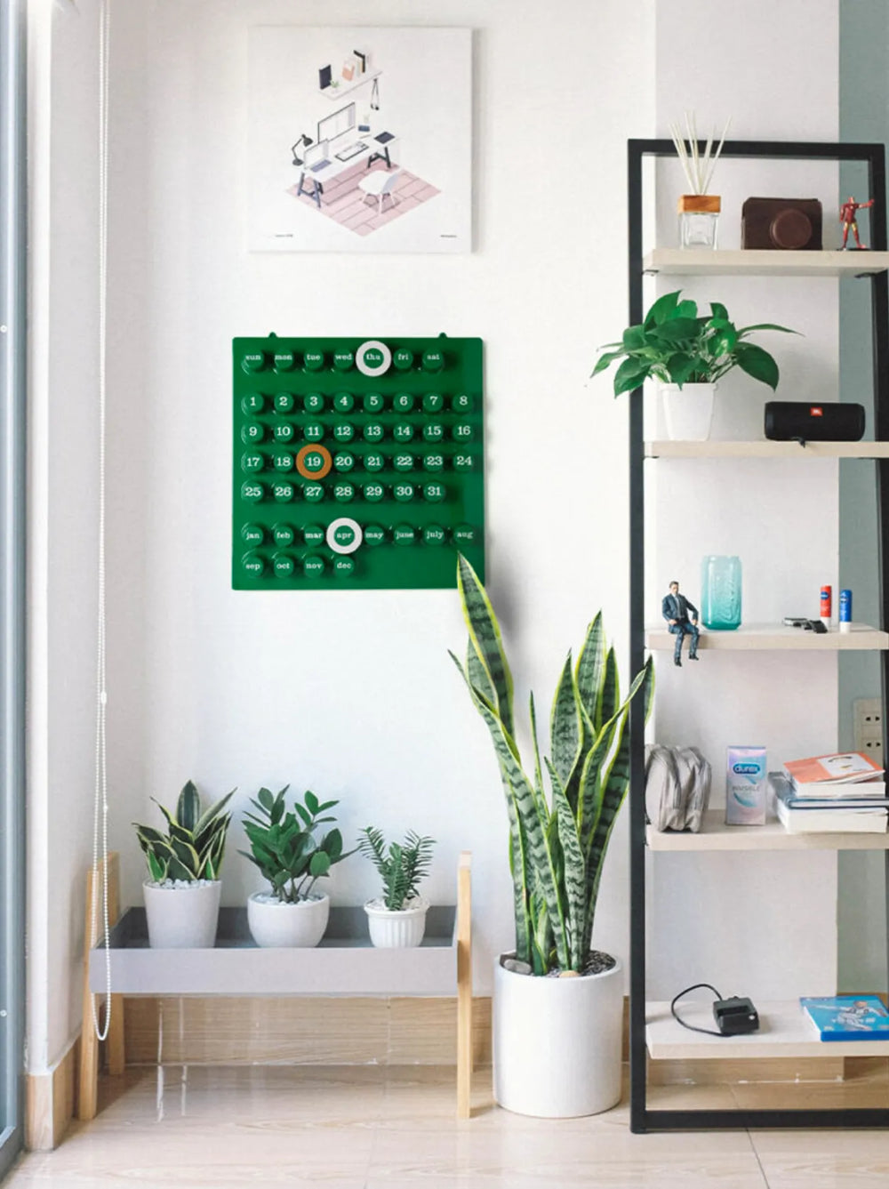 Calendrier perpétuel mural Vert | RING-A-DATE