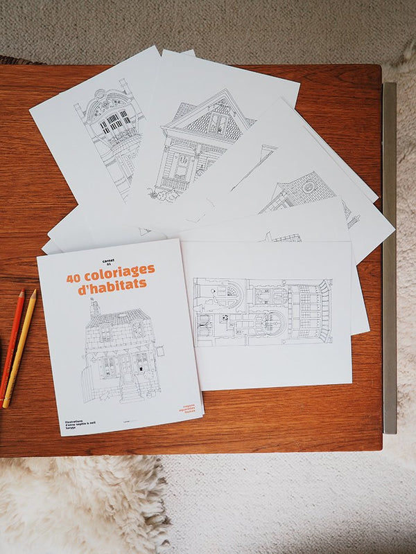 Carnet de 40 coloriages d'habitats | BY PAN