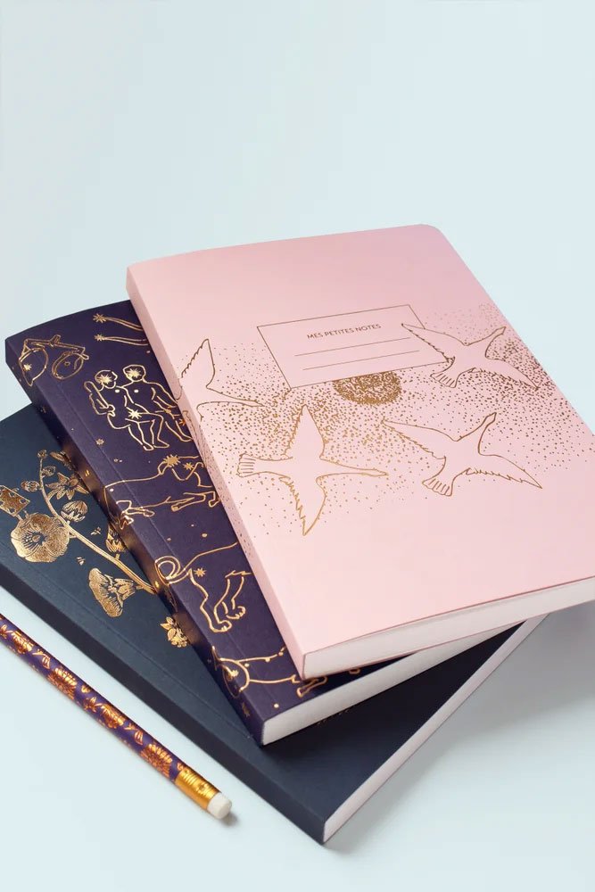 Carnet dos carré 'Envol' Rose | LES ÉDITIONS DU PAON