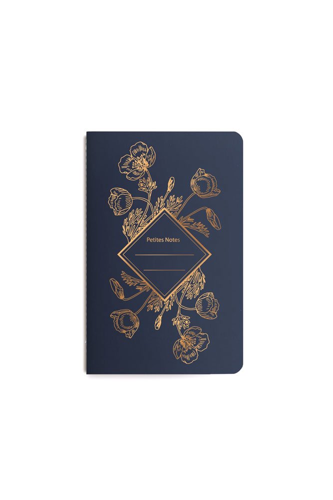 Carnet cousu "Poppy" bleu marine | LES ÉDITIONS DU PAON