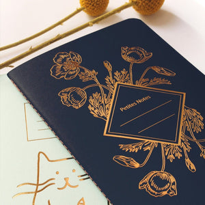 Carnet cousu "Poppy" bleu marine | LES ÉDITIONS DU PAON