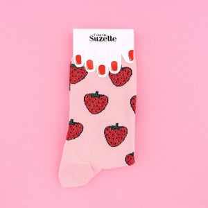 Chaussettes à paillettes Fraises | COUCOU SUZETTE