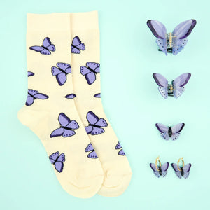 Chaussettes Papillon mauve | COUCOU SUZETTE