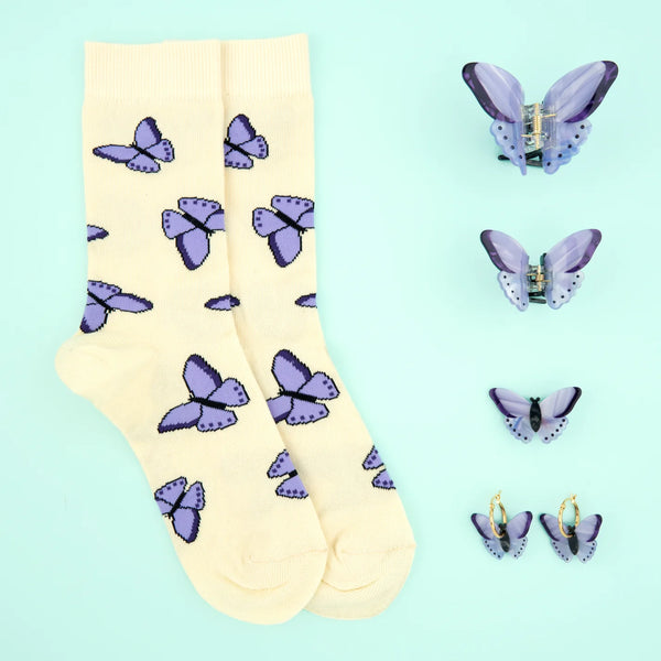 Chaussettes Papillon mauve | COUCOU SUZETTE
