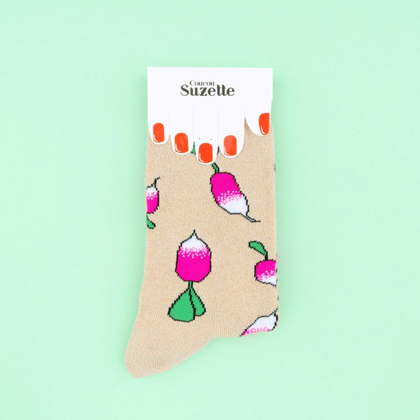 Chaussettes à paillettes Fraises | COUCOU SUZETTE