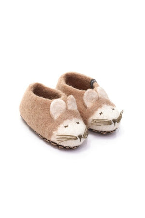 Chaussons Souris en laine feutrée Nude | MUSKHANE