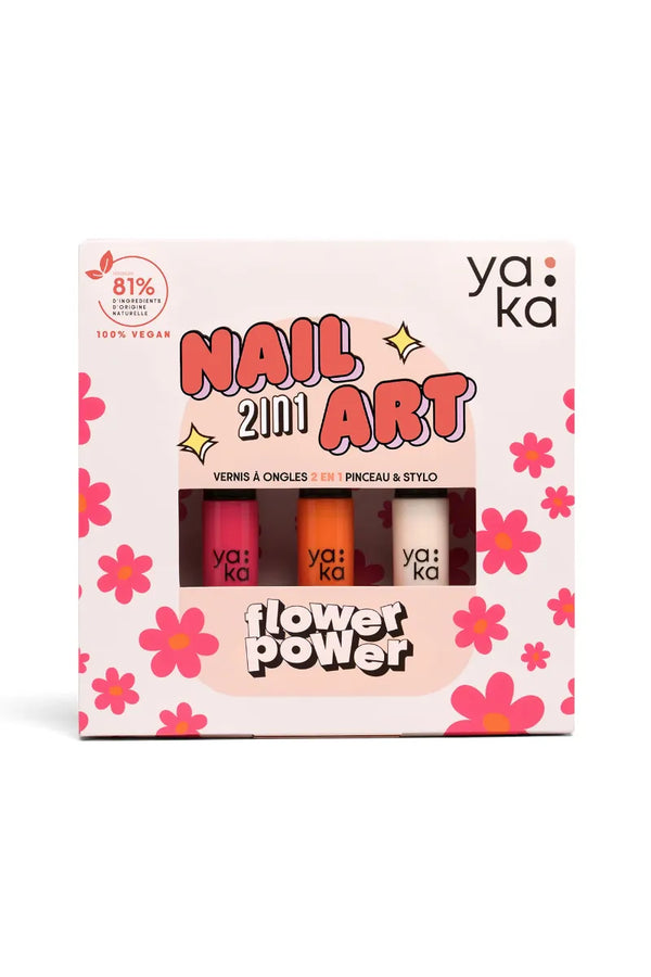 Coffret vernis à ongles nail art 2en1 ‘Flower Power’ | YAKA