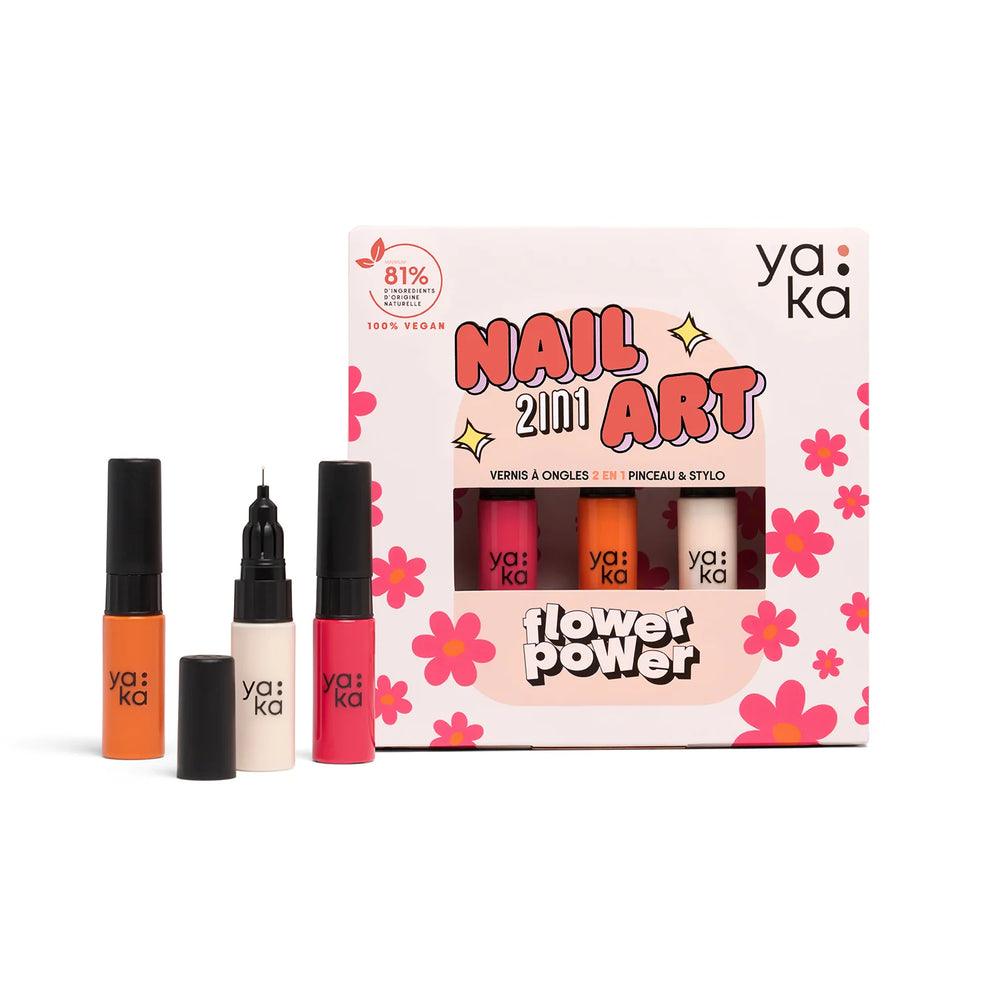 Coffret vernis à ongles nail art 2en1 ‘Flower Power’ | YAKA