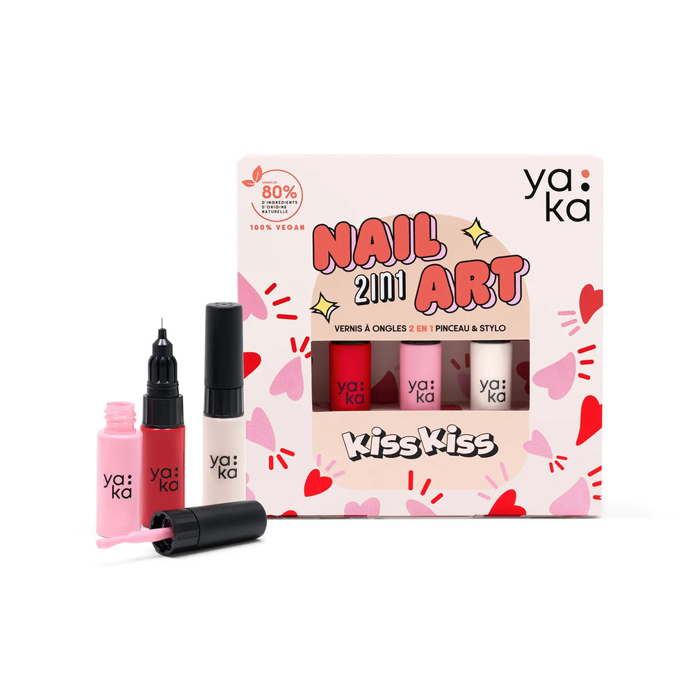 Coffret vernis à ongles nail art 2en1 ‘Kiss Kiss’ | YAKA