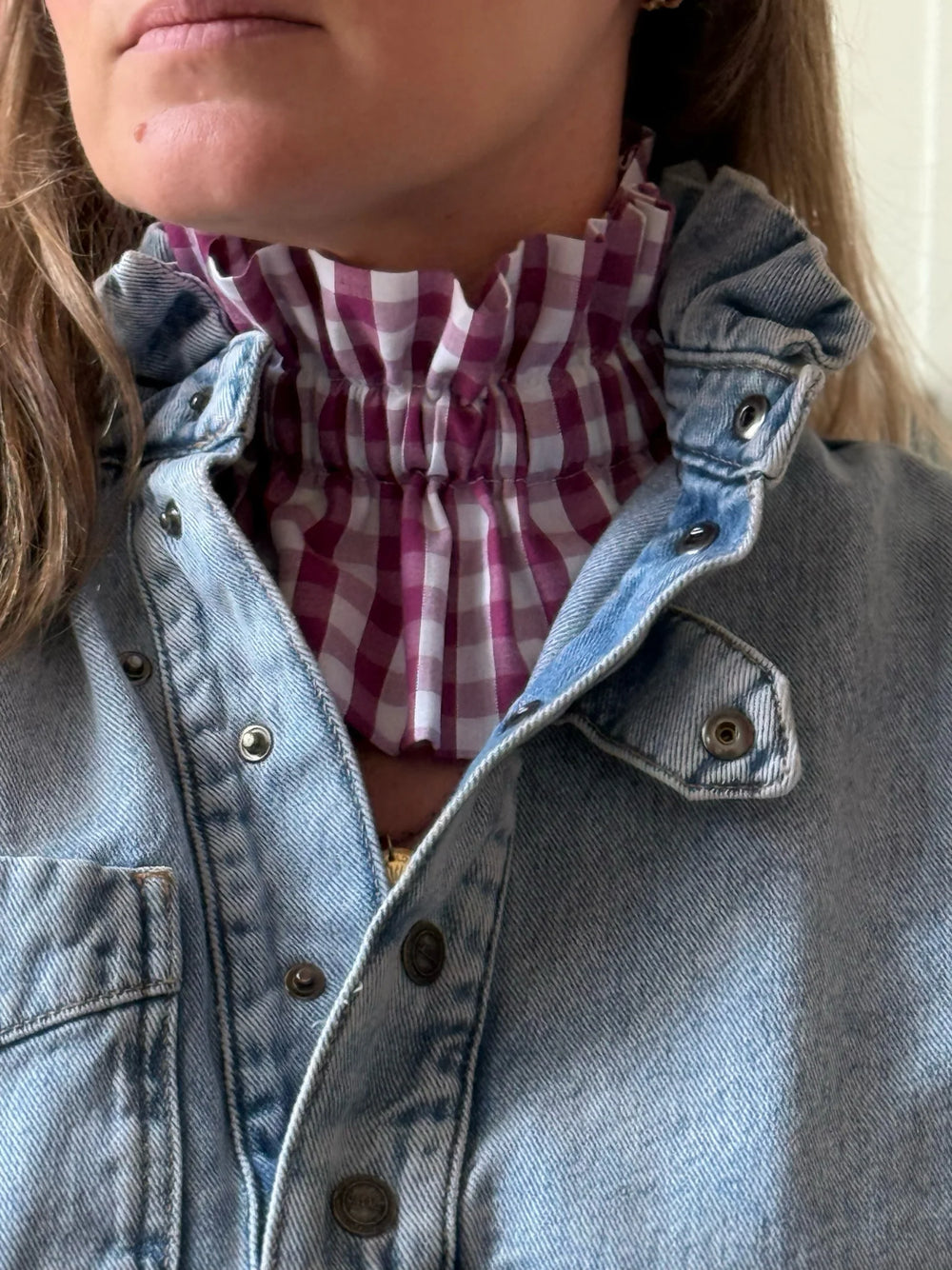 Col amovible Vichy Aubergine | MA PRUNE CÉLESTE