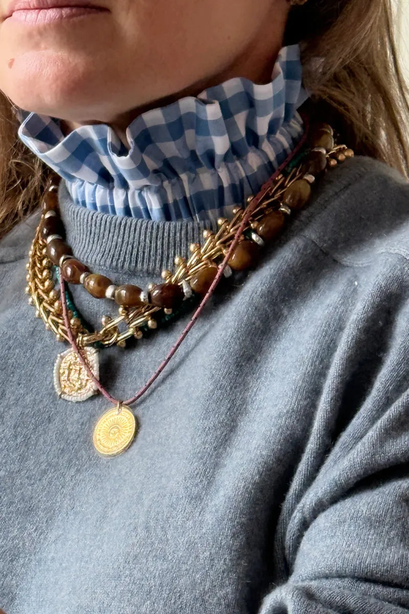 Col amovible Vichy Bleu Jean | MA PRUNE CÉLESTE