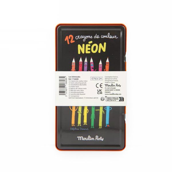 12 crayons de couleurs néon 'Les Schmouks' | MOULIN ROTY
