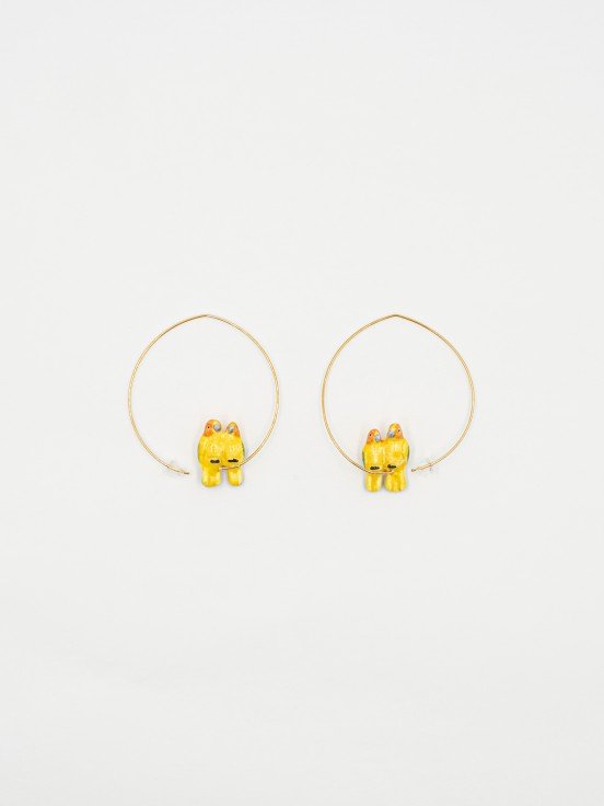 Petites créoles Couple de perroquets jaunes | NACH BIJOUX