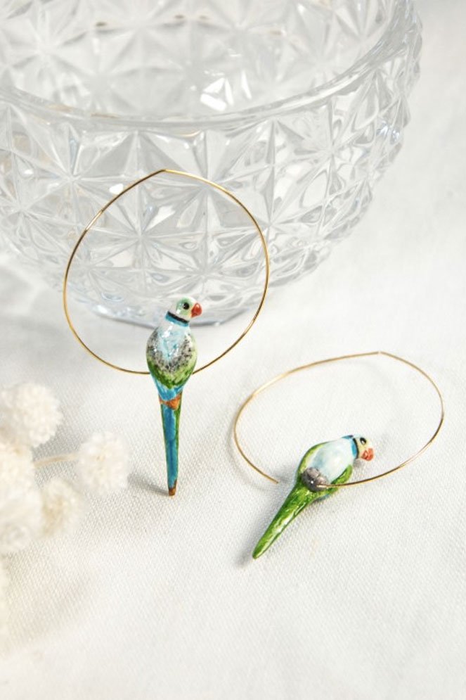 Créoles Perroquet bleu & vert | NACH BIJOUX