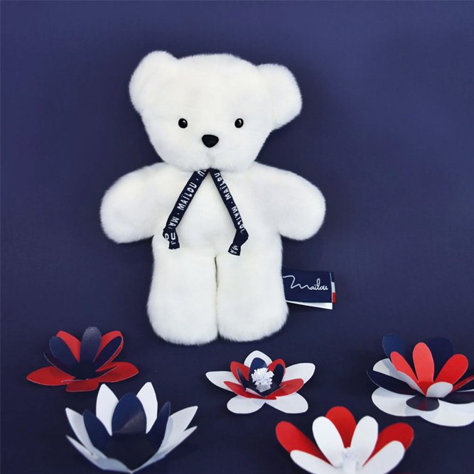 Doudou Ours 'Le petit Frenchie' Blanc | MAÏLOU TRADITION