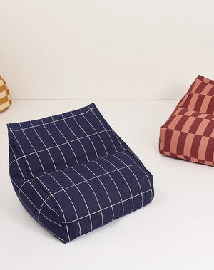 Fauteuil pouf enfant 'Vibes' Navy blue grid | NOBODINOZ