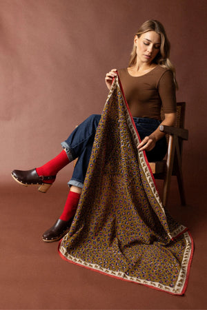 Grand foulard Dupatta 'Léopard' Fire | APACHES COLLECTIONS
