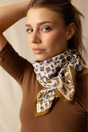 Grand foulard Dupatta 'Léopard' Macadamia | APACHES COLLECTIONS