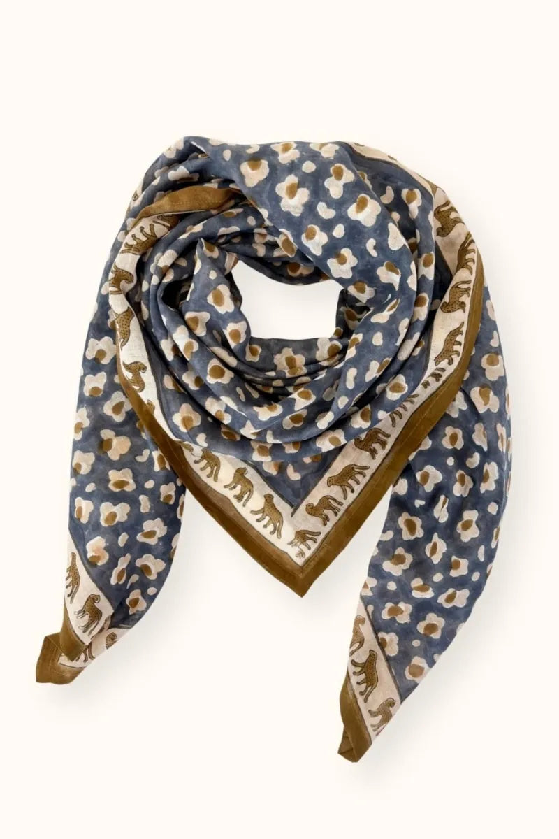 Grand foulard Dupatta 'Léopard' Météorite | APACHES COLLECTIONS