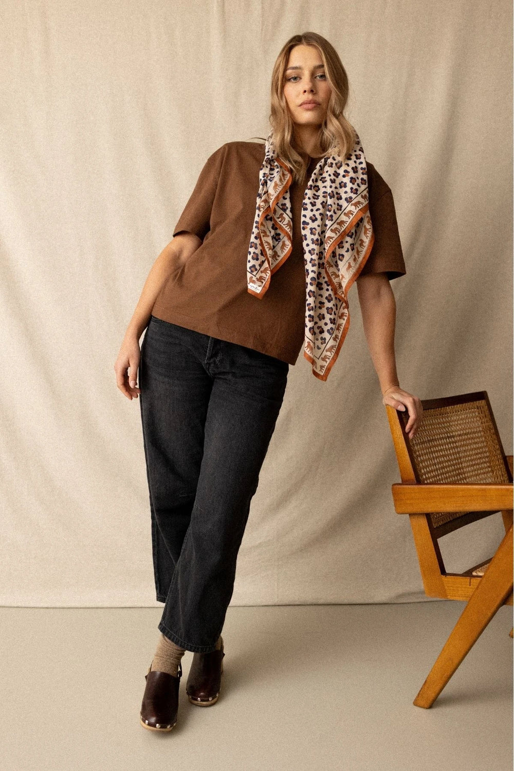 Grand foulard Dupatta 'Léopard' Rust | APACHES COLLECTIONS